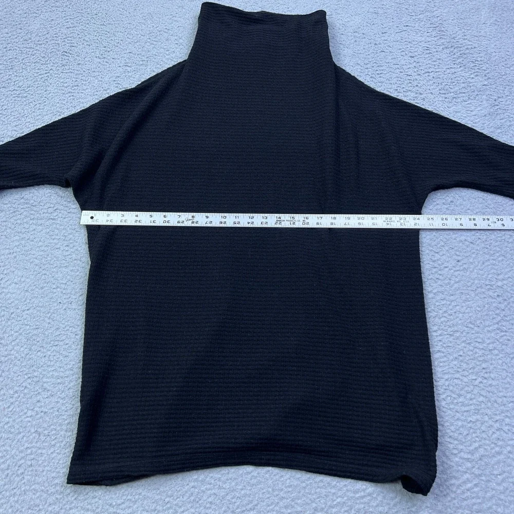 We The Free Kitty Thermal Sweater Women's M Black Funnel Slouchy Oversized‎ Top